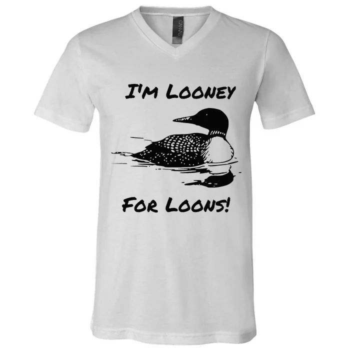 Loon North Minnesota Wisconsin Funny V-Neck T-Shirt