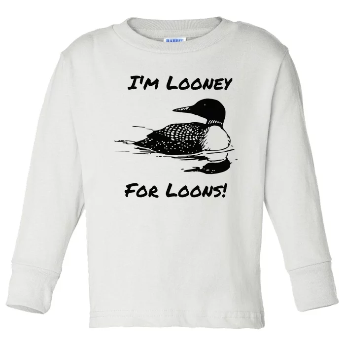 Loon North Minnesota Wisconsin Funny Toddler Long Sleeve Shirt