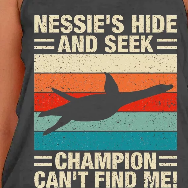 Loch Ness Monster Hide And Seek World Champion Nessie Women's Knotted Racerback Tank