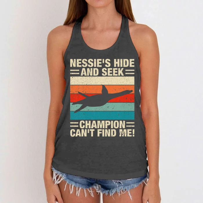 Loch Ness Monster Hide And Seek World Champion Nessie Women's Knotted Racerback Tank