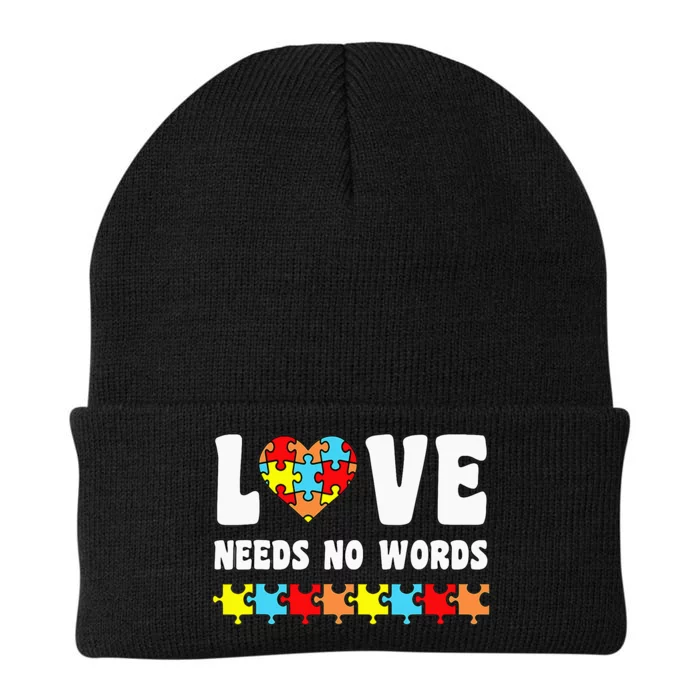 Love Needs No Words Puzzle Autism Awareness Teacher Knit Cap Winter Beanie