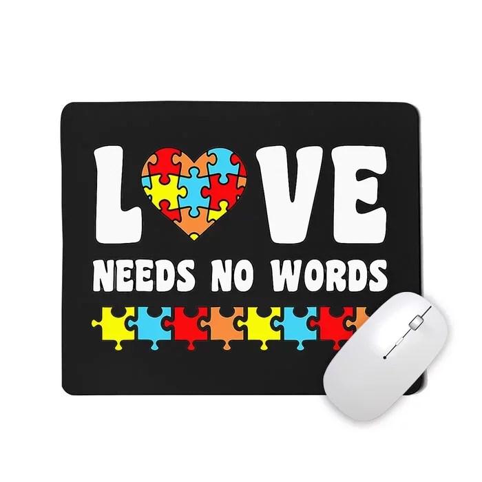 Love Needs No Words Puzzle Autism Awareness Teacher Mousepad