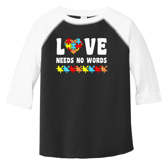 Love Needs No Words Puzzle Autism Awareness Teacher Toddler Fine Jersey T-Shirt