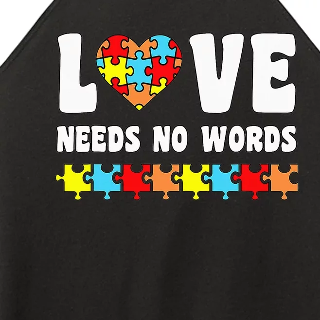 Love Needs No Words Puzzle Autism Awareness Teacher Women’s Perfect Tri Rocker Tank