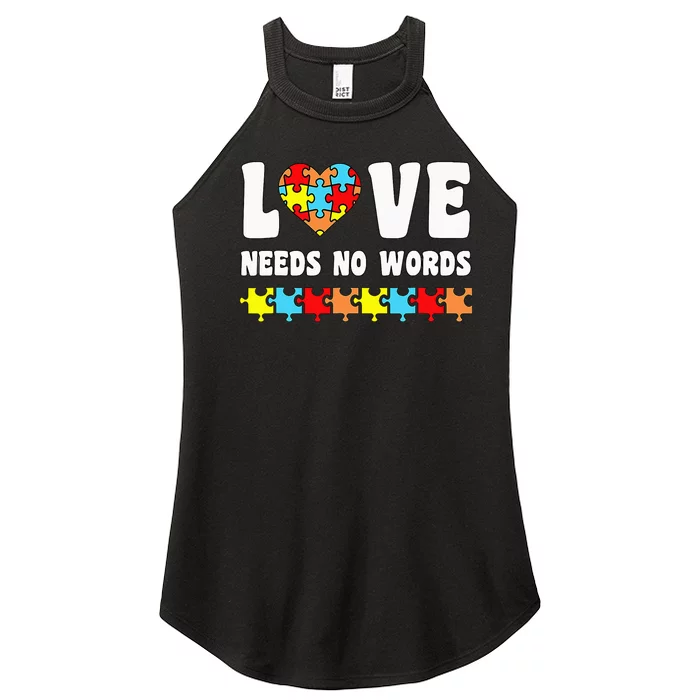 Love Needs No Words Puzzle Autism Awareness Teacher Women’s Perfect Tri Rocker Tank