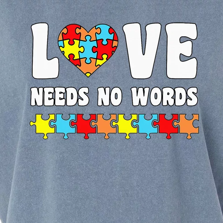 Love Needs No Words Puzzle Autism Awareness Teacher Garment-Dyed Women's Muscle Tee