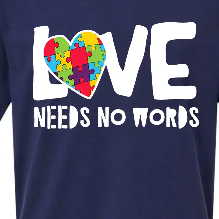 Love Needs No Words Autism Sueded Cloud Jersey T-Shirt