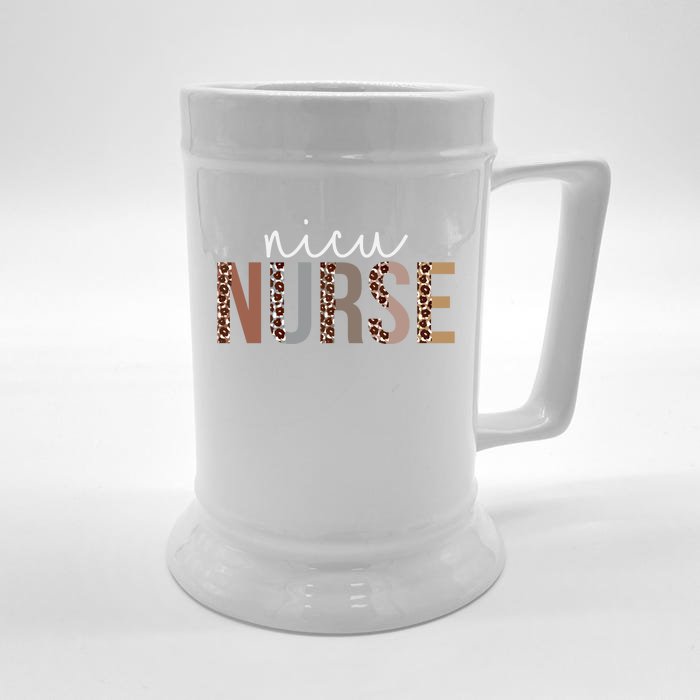 Leopard Nicu Nurse Appreciation Healthcare Workers Gift Front & Back Beer Stein