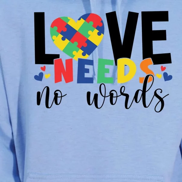 Love Needs No Words Autism Awareness Unisex Surf Hoodie