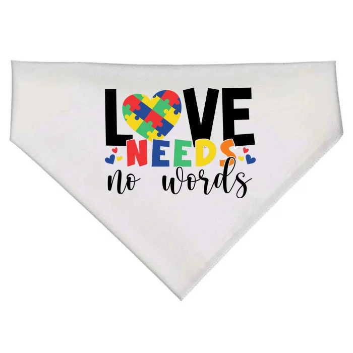 Love Needs No Words Autism Awareness USA-Made Doggie Bandana