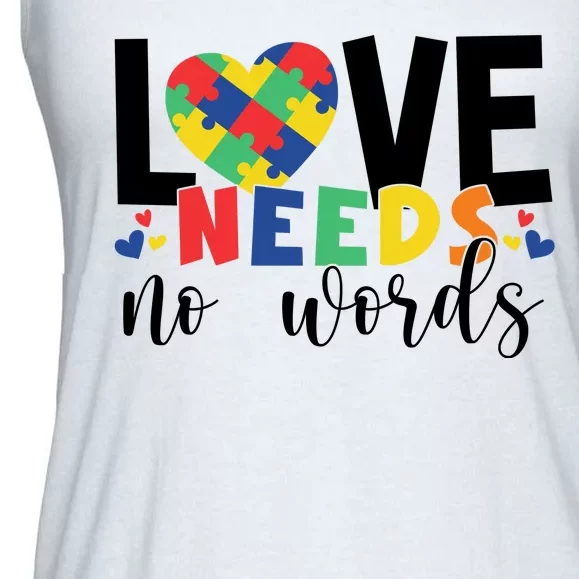 Love Needs No Words Autism Awareness Ladies Essential Flowy Tank