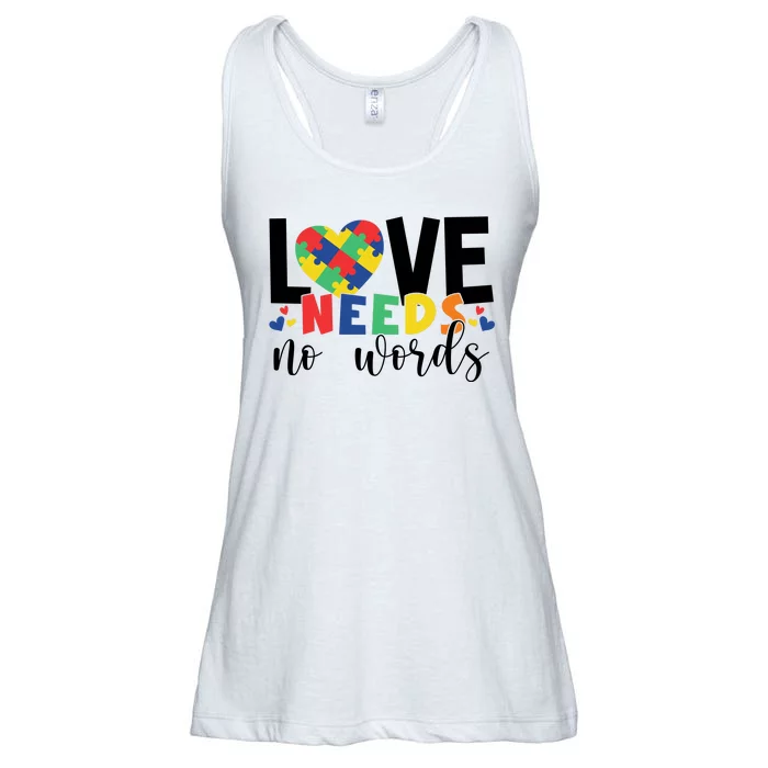 Love Needs No Words Autism Awareness Ladies Essential Flowy Tank