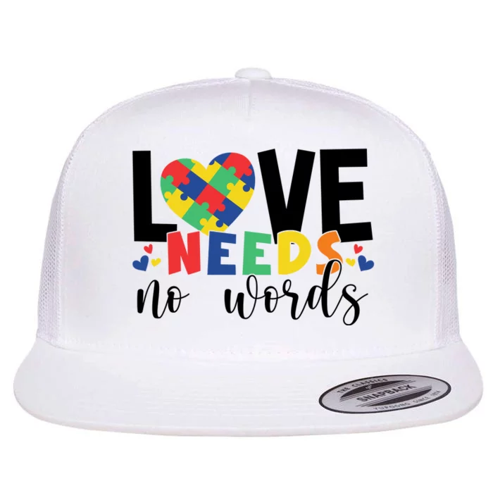 Love Needs No Words Autism Awareness Flat Bill Trucker Hat