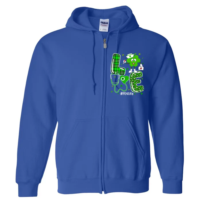 Love Nurse Nursing Rn Life Shamrock Patricks Day Stethoscope Cool Gift Full Zip Hoodie