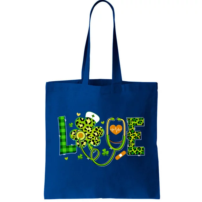 Love Nurse Nursing Stethoscope Patricks Day Shamrock Leopard Meaningful Gift Tote Bag