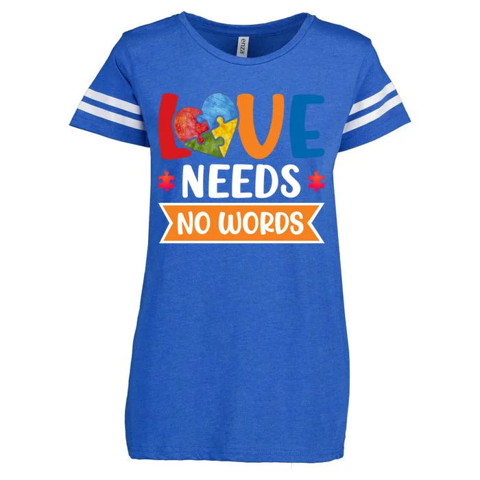 Love Needs No Words Autism Meaningful Gift Enza Ladies Jersey Football T-Shirt