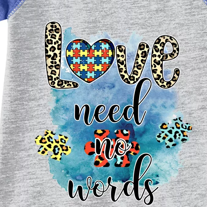 Love Need No Words Support Autism Autistic Awareness Parents Great Gift Infant Baby Jersey Bodysuit