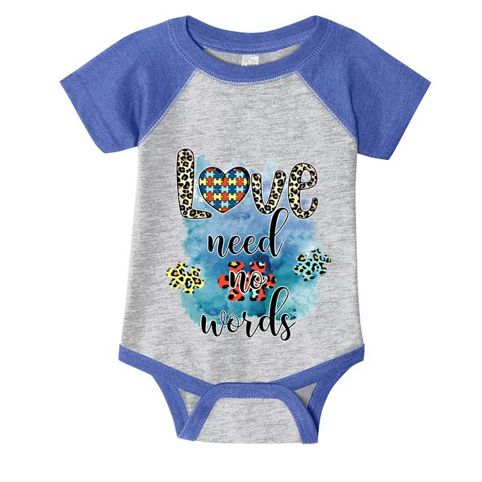 Love Need No Words Support Autism Autistic Awareness Parents Great Gift Infant Baby Jersey Bodysuit