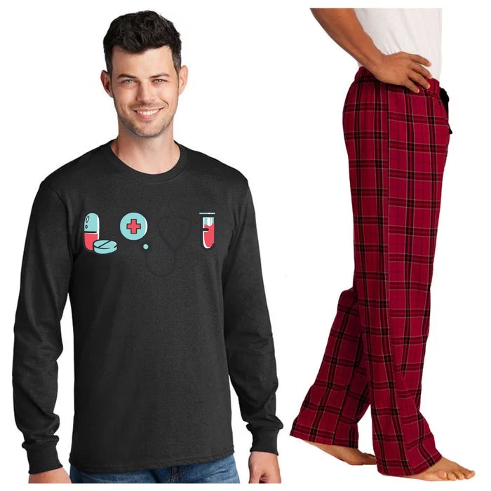 Love Nursing Nurse Power Job Funny Gift Long Sleeve Pajama Set