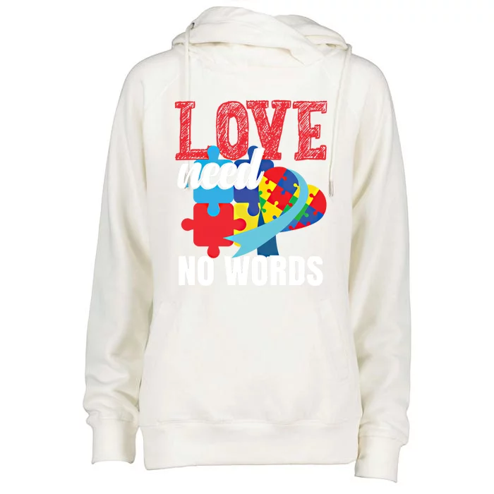 Love Need No Words Autism Awareness Cute Gift Womens Funnel Neck Pullover Hood