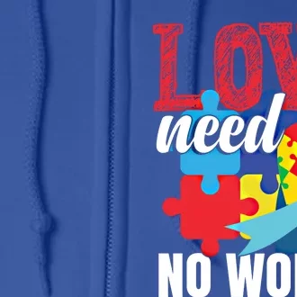 Love Need No Words Autism Awareness Cute Gift Full Zip Hoodie