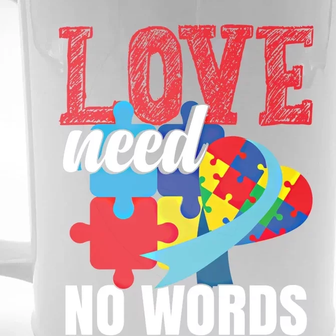 Love Need No Words Autism Awareness Cute Gift Front & Back Beer Stein