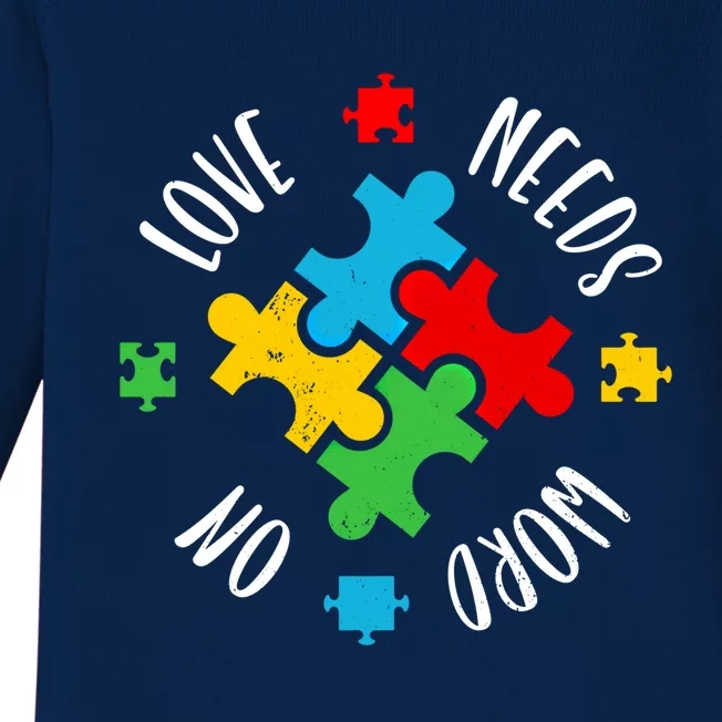 Love Needs No Word Autism Awareness Special Ed Teacher Gift Baby Long Sleeve Bodysuit