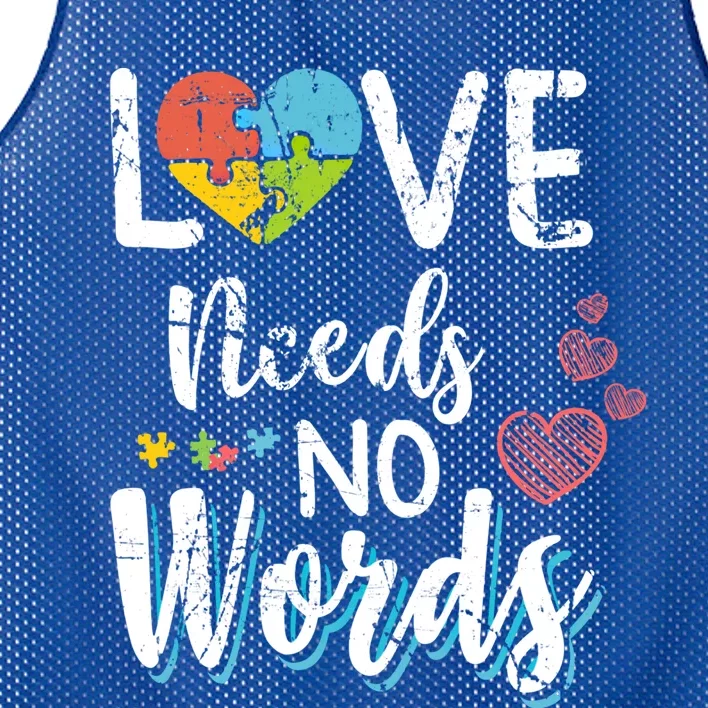 Love Needs No Words Autism Awareness Aspergers Syndrome Gift Mesh Reversible Basketball Jersey Tank