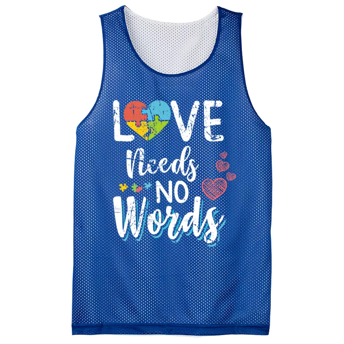 Love Needs No Words Autism Awareness Aspergers Syndrome Gift Mesh Reversible Basketball Jersey Tank