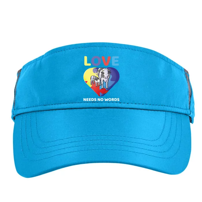 Love Needs No Words Autism Awareness Cow Mom Farmer Gift Adult Drive Performance Visor