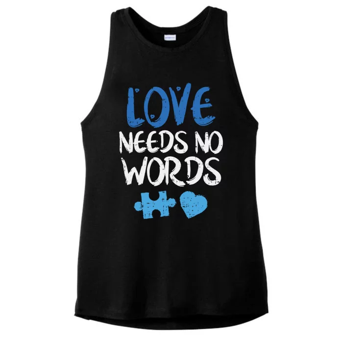 Love Needs No Words Autism Awareness Gift Mom Dad Teacher Gift Ladies Tri-Blend Wicking Tank