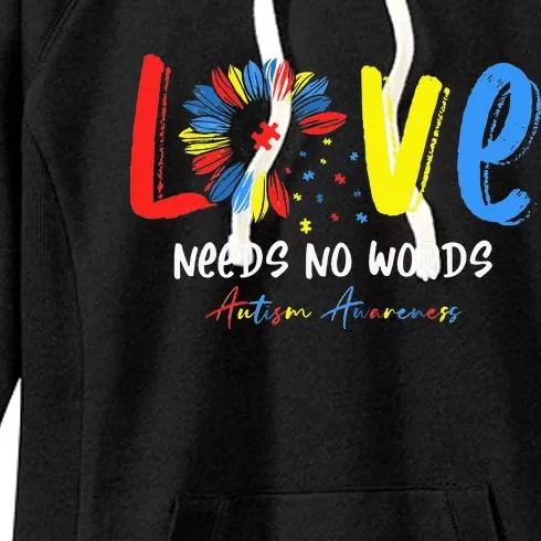 Love Needs No Words Autism Awareness Women's Fleece Hoodie