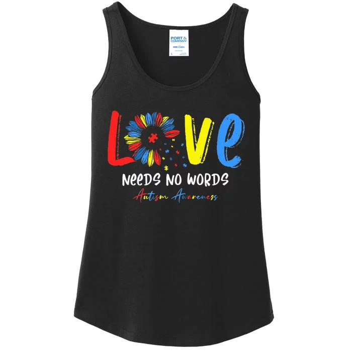 Love Needs No Words Autism Awareness Ladies Essential Tank