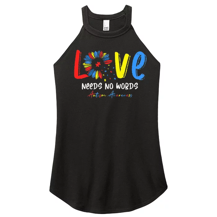 Love Needs No Words Autism Awareness Women’s Perfect Tri Rocker Tank