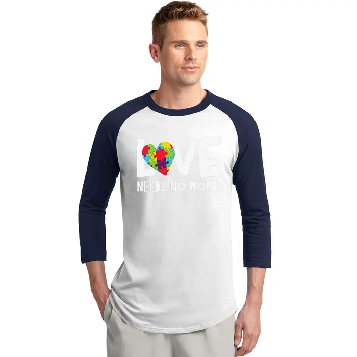 Love Needs No Words Autism Baseball Sleeve Shirt