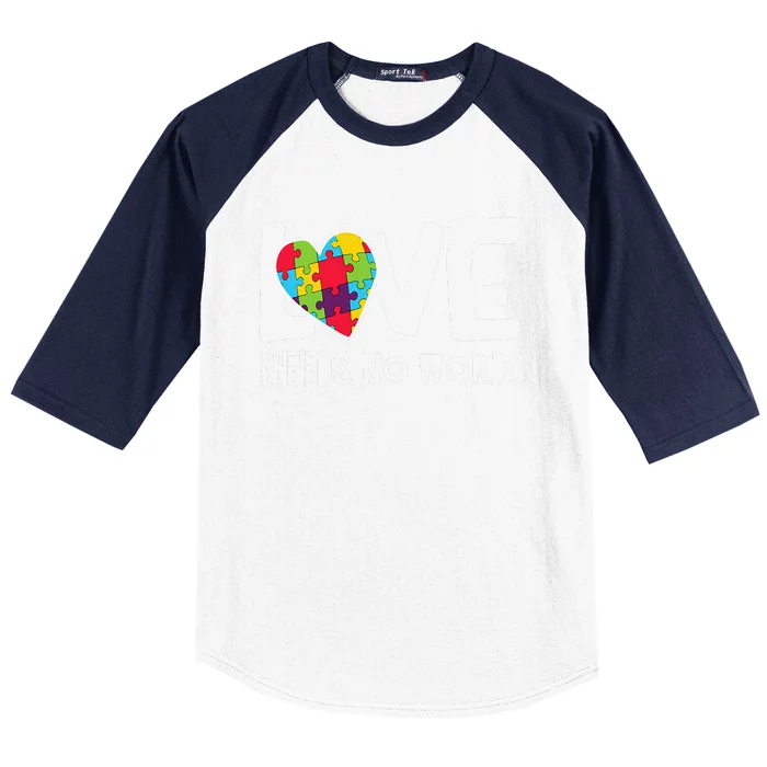 Love Needs No Words Autism Baseball Sleeve Shirt