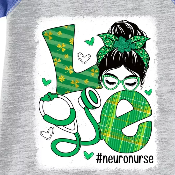 Love Neuro Nurse Life Bleached Messy Bun Nurse Patricks Day Gift Infant Baby Jersey Bodysuit