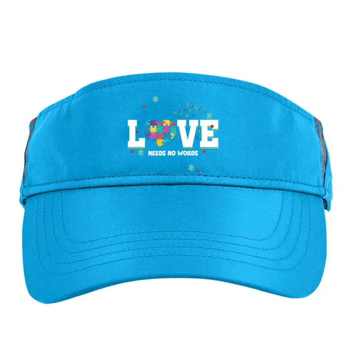 Love Needs No Words Heart Autism Awareness Puzzle Ribbon Funny Gift Adult Drive Performance Visor