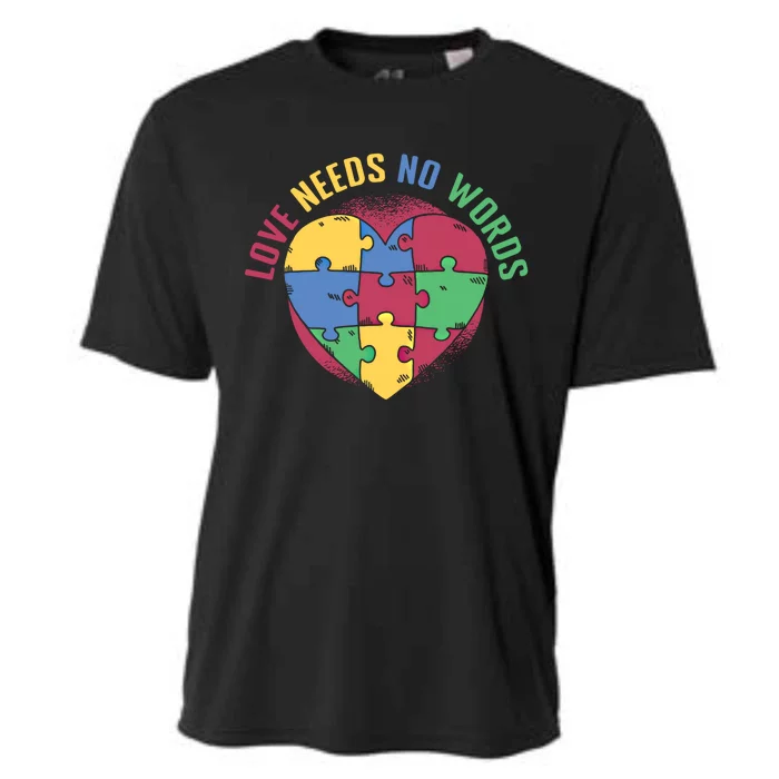 Love Needs No Words Heart Puzzle Autism Warriors Great Gift Cooling Performance Crew T-Shirt