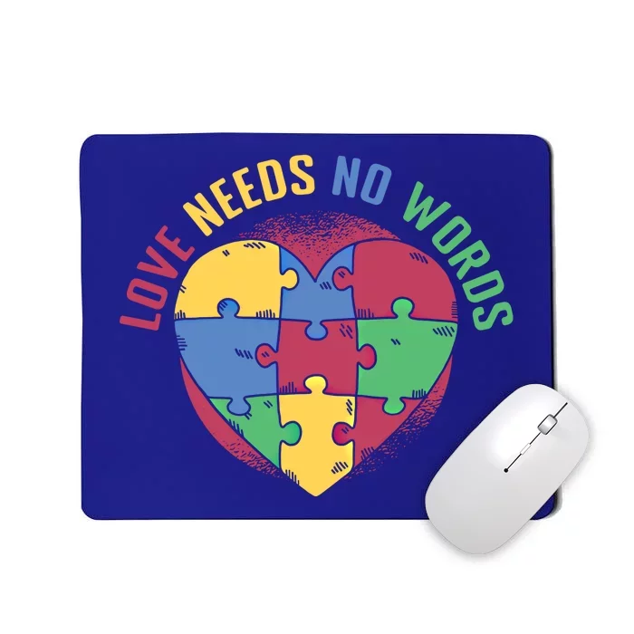 Love Needs No Words Heart Puzzle Autism Warriors Great Gift Mousepad