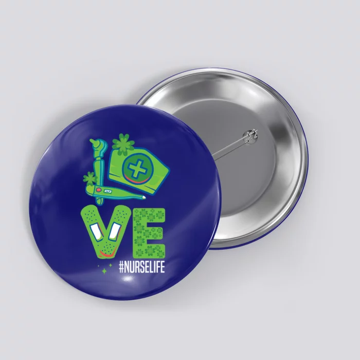 Love Nurse Nurselife Shamrock St Patricks Day St Paddys Day Gift Button