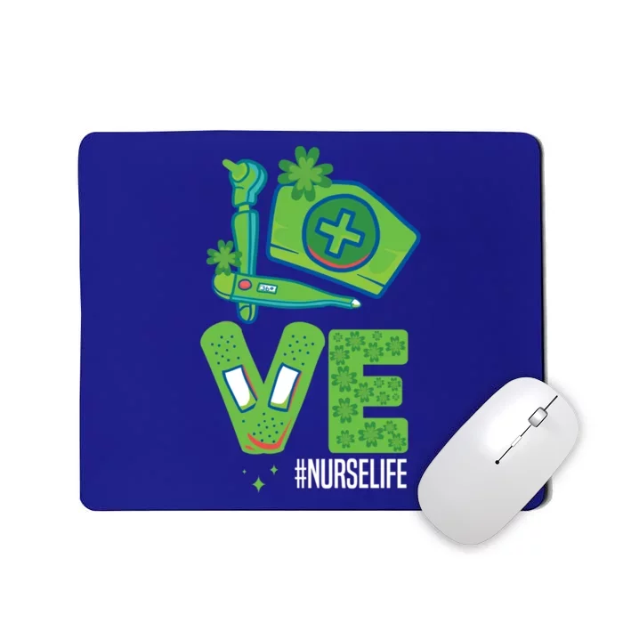 Love Nurse Nurselife Shamrock St Patricks Day St Paddys Day Gift Mousepad