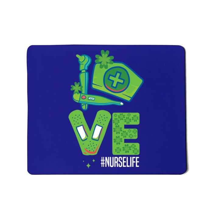 Love Nurse Nurselife Shamrock St Patricks Day St Paddys Day Gift Mousepad