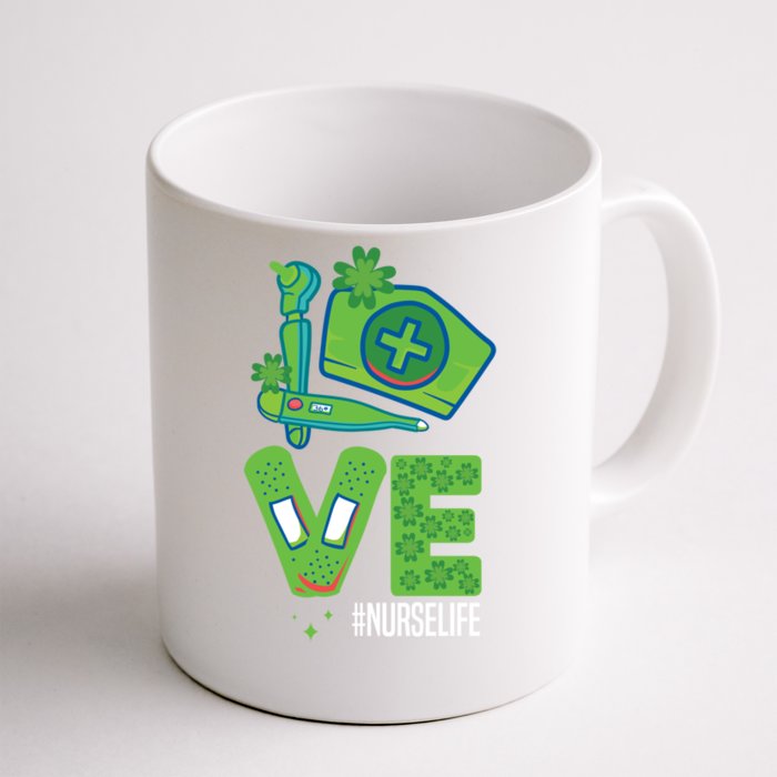 Love Nurse Nurselife Shamrock St Patricks Day St Paddys Day Gift Front & Back Coffee Mug