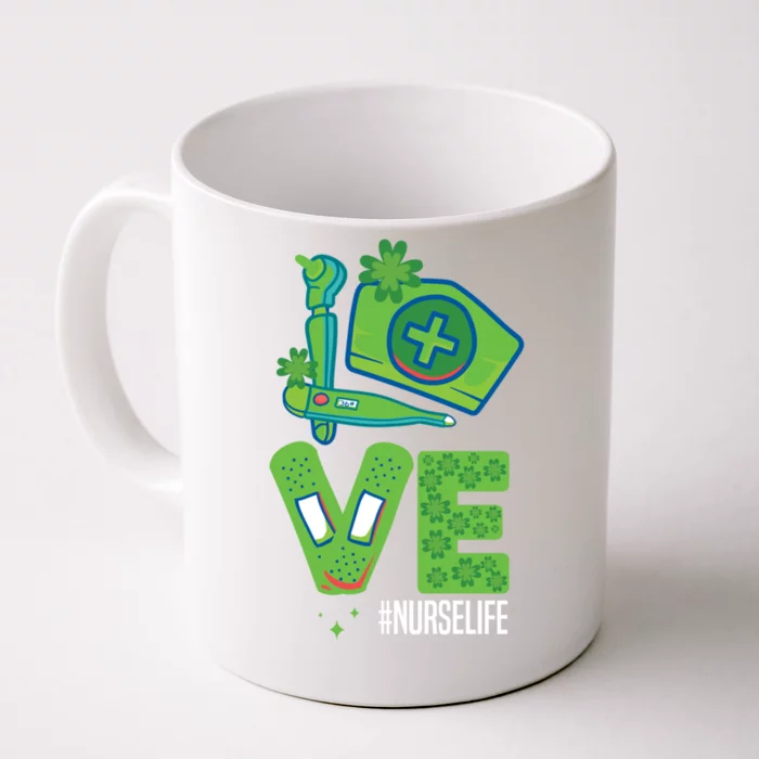 Love Nurse Nurselife Shamrock St Patricks Day St Paddys Day Gift Front & Back Coffee Mug