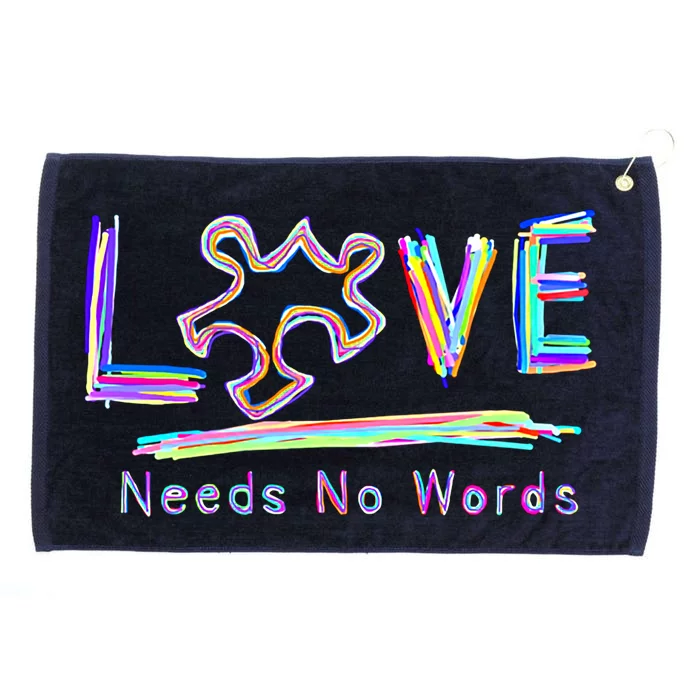 Love Needs No Words Puzzle Autism Awareness Mom Dad Teacher Gift Grommeted Golf Towel