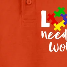 Love Need No Words Autism Awareness Funny Gift 'S Autism Gift Dry Zone Grid Performance Polo