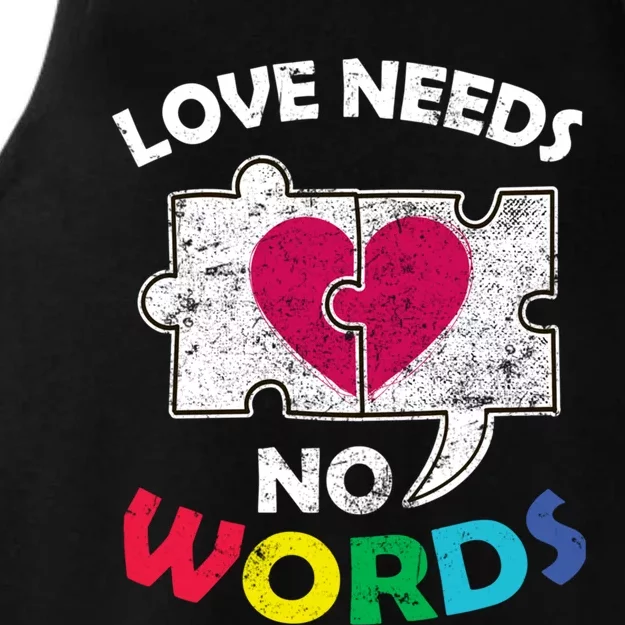 Love Needs No Words Autism Awareness Acceptance Autistic Gift Ladies Tri-Blend Wicking Tank