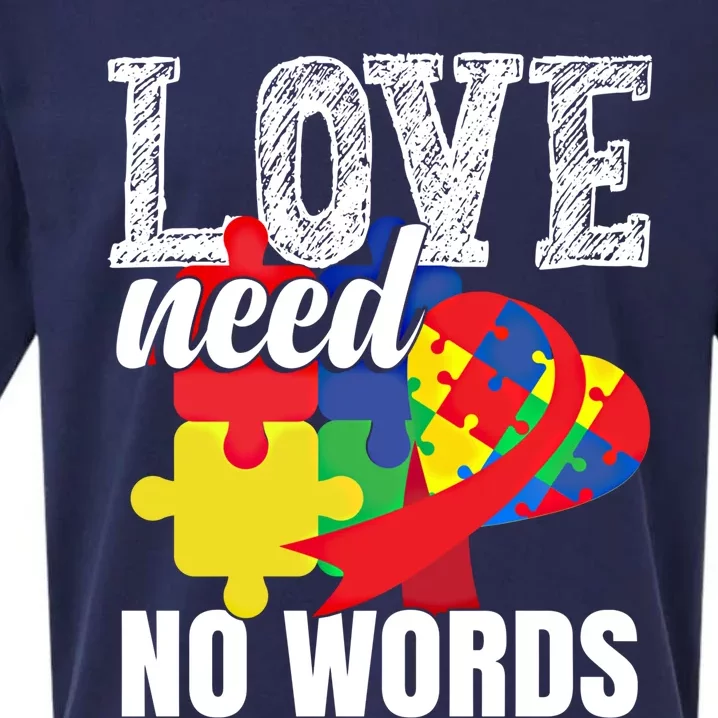 Love Need No Words Autism Great Gift Sueded Cloud Jersey T-Shirt