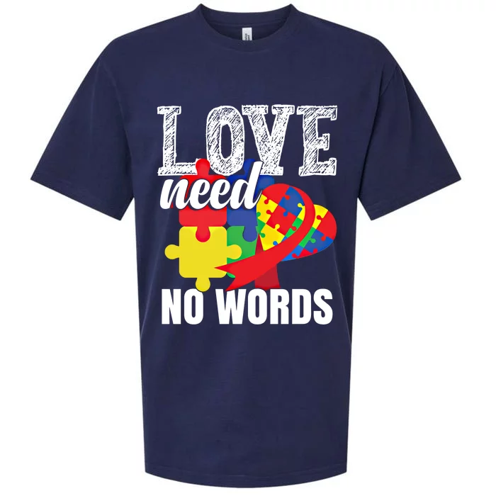 Love Need No Words Autism Great Gift Sueded Cloud Jersey T-Shirt